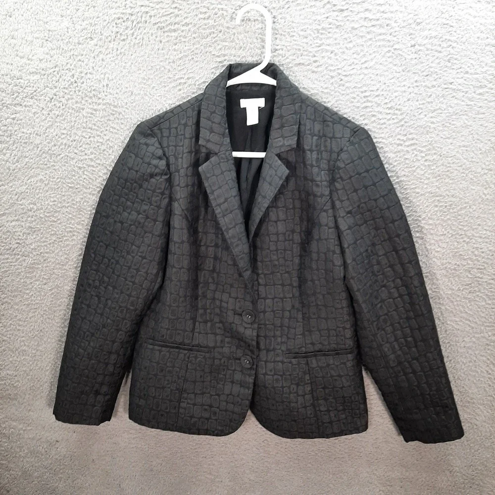 Chicos Jacket Womens 0‎ US Extra Small Black Blazer Preppy Mature Career Wear